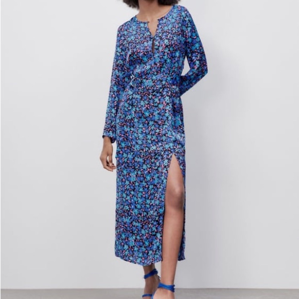 ZARA Floral Print Midi Dress
